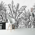 Tapisserie Panoramique Jungle Noir et Blanc | La Tropicale Déco 🌴